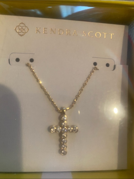 Kendra Scott Jewelry - Kendra Scott Gold Cross Pendant Necklace with Clear Crystals